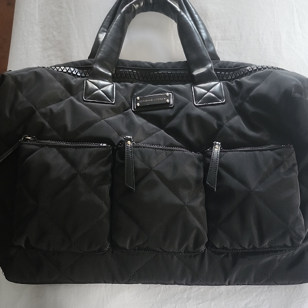 Chic Black Quilted Duffel Bag